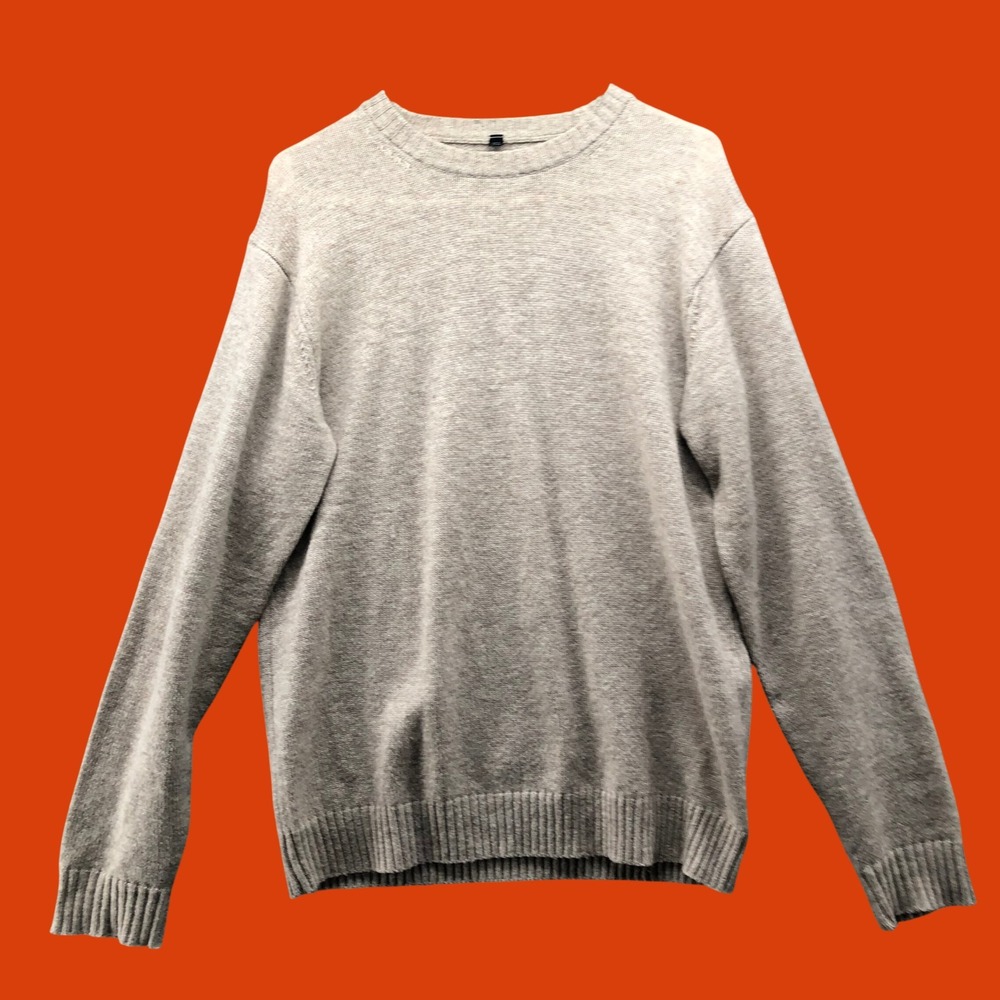 MUJI 100% Wool Sweater Mens Medium M Heather Beige Light Oatmeal Crewneck Knit